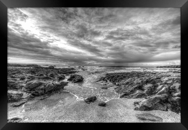 Cornwall Beach Breaking Waves Framed Print by David Pyatt