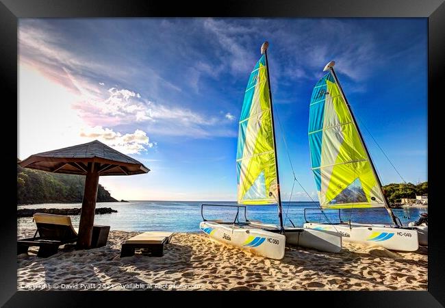 St Lucia Catamarans Framed Print by David Pyatt