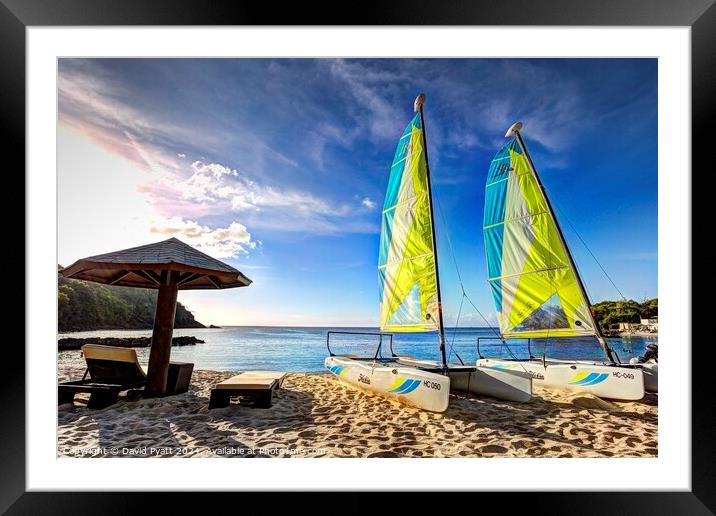 St Lucia Catamarans Framed Mounted Print by David Pyatt