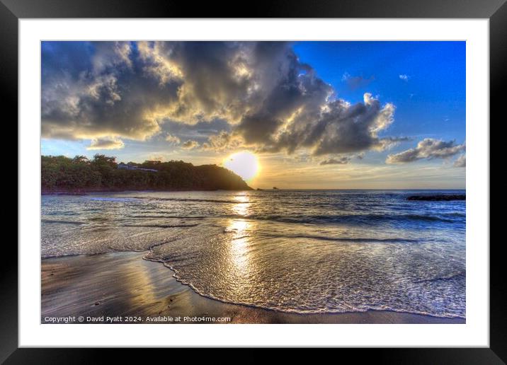 St Lucia Beach Sunset Framed Mounted Print by David Pyatt