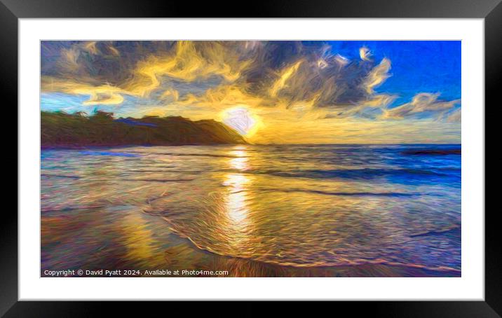 St Lucia Beach Sunset Art Panorama Framed Mounted Print by David Pyatt