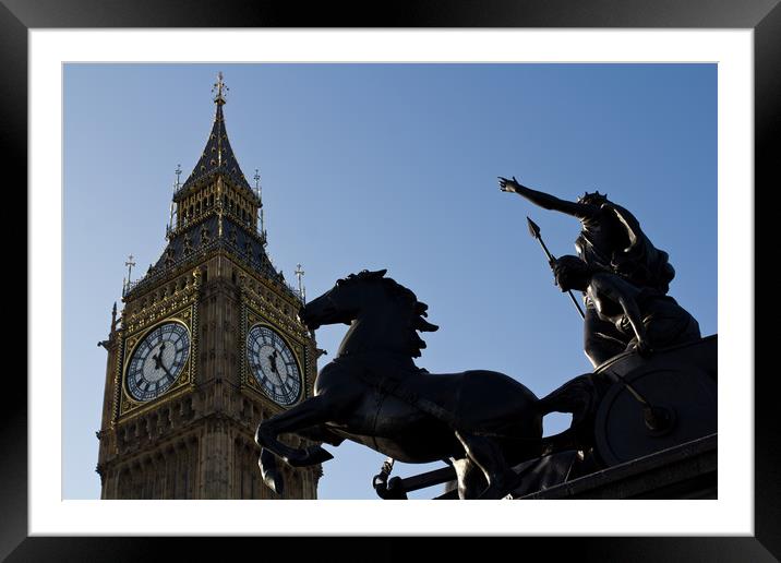 Boudica Statue and Big Ben Framed Mounted Print by David Pyatt