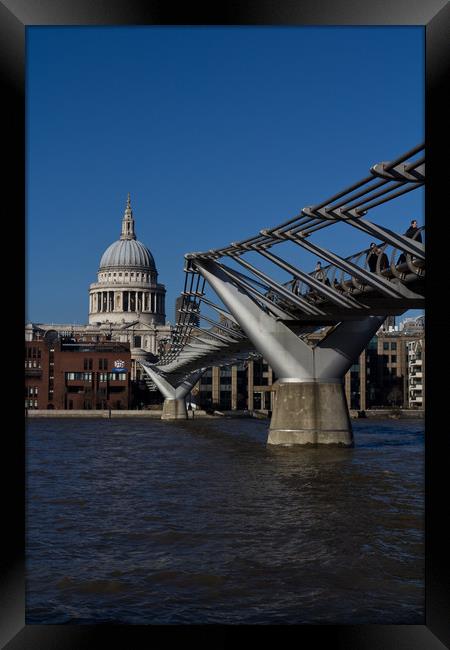 Millenium bridge and St Pauls Framed Print by David Pyatt