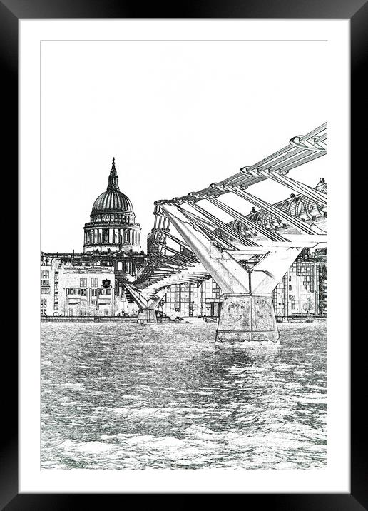 Millenium Bridge and St Pauls Framed Mounted Print by David Pyatt