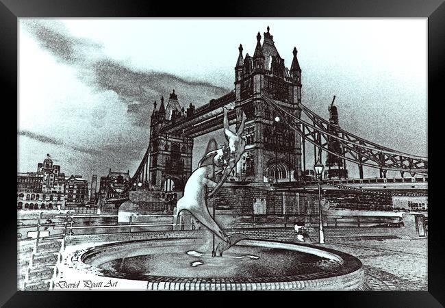 Girl And Dolphin Statue London Framed Print by David Pyatt