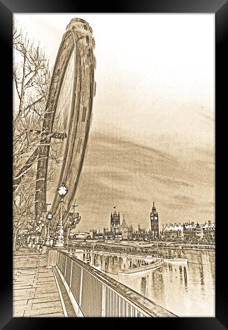 London Eye and Westminster Art Framed Print by David Pyatt