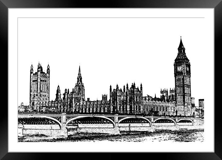 Westminster bridge and Westminster Framed Mounted Print by David Pyatt