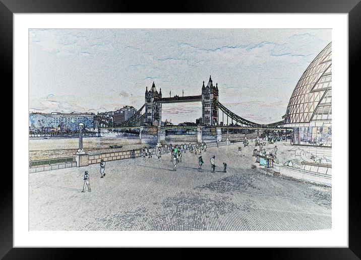 London Southbank art Framed Mounted Print by David Pyatt