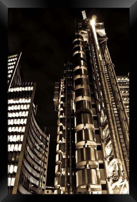 Lloyds Building London In Gold Framed Print by David Pyatt