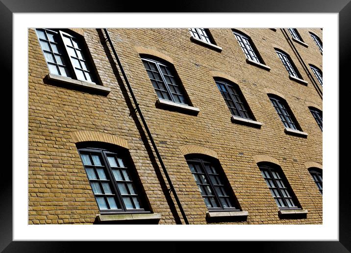 Butlers Wharf Windows Framed Mounted Print by David Pyatt