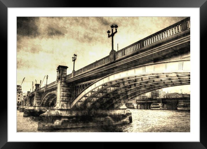 Southwark Bridge Vintage Art Framed Mounted Print by David Pyatt