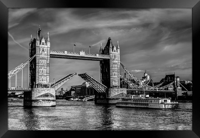 Tower Bridge London opening Framed Print by David Pyatt