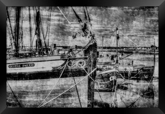 Thames Sailing Barges Vintage Framed Print by David Pyatt