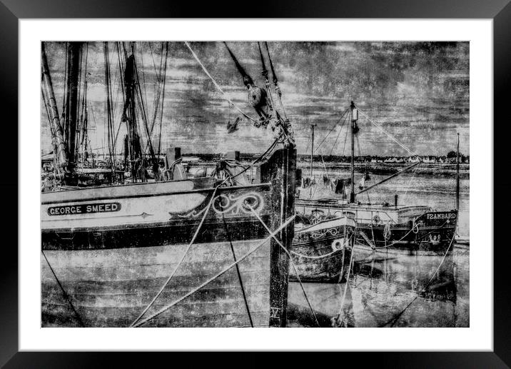 Thames Sailing Barges Vintage Framed Mounted Print by David Pyatt