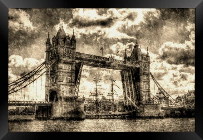  Tower Bridge Vintage Framed Print by David Pyatt