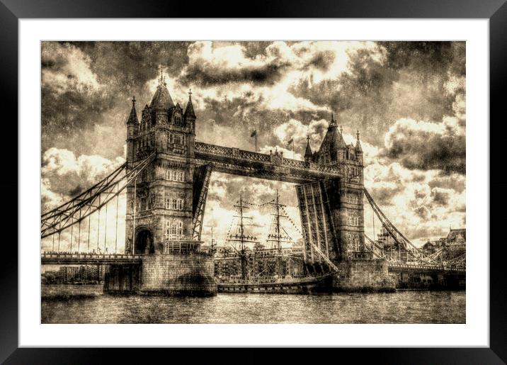  Tower Bridge Vintage Framed Mounted Print by David Pyatt