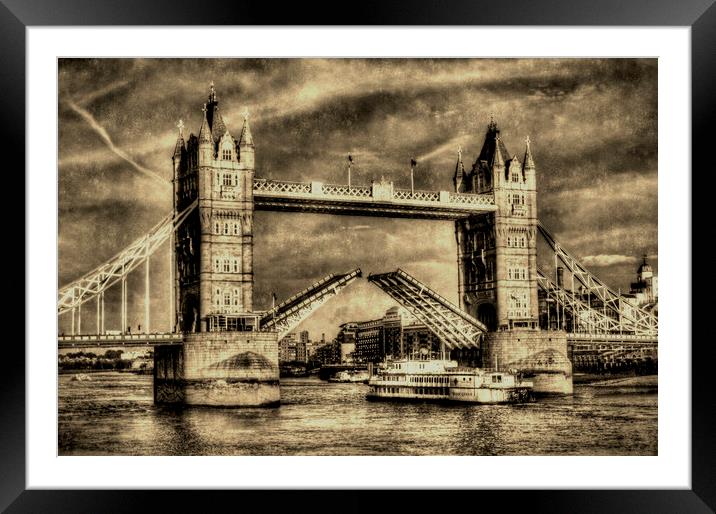 Tower Bridge and the Dixie Queen Framed Mounted Print by David Pyatt