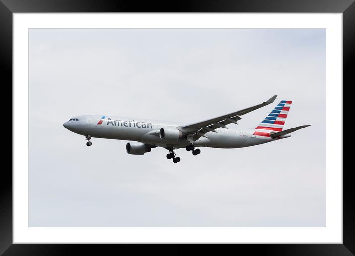 American Airlines Airbus A330 Framed Mounted Print by David Pyatt