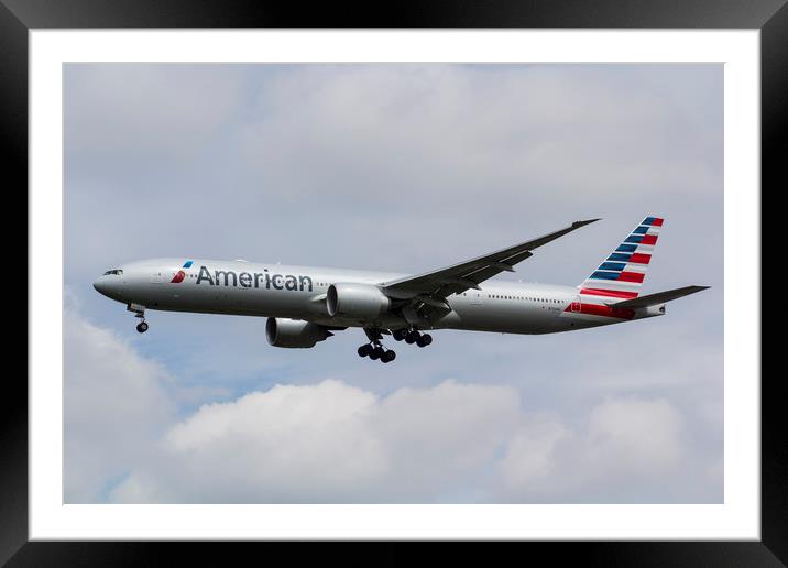American Airlines Boeing 777 Framed Mounted Print by David Pyatt