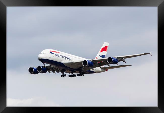 British Airways Airbus A380 Framed Print by David Pyatt