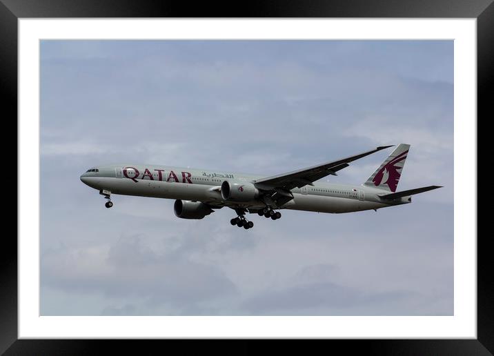 Qatar Airlines Boeing 777 Framed Mounted Print by David Pyatt