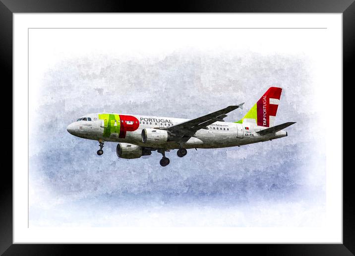 Air Portugal Airbus A319 Art Framed Mounted Print by David Pyatt