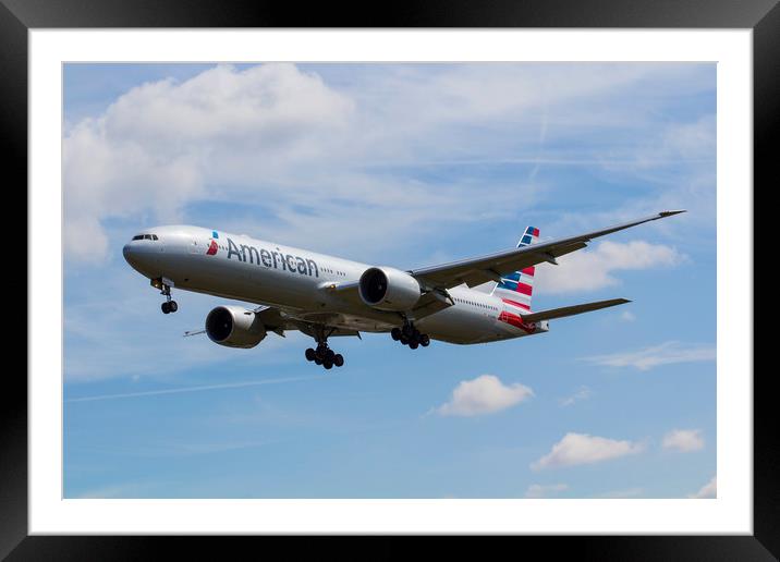 American Airlines Boeing 777 Framed Mounted Print by David Pyatt