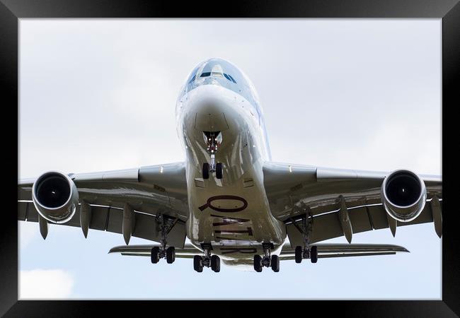 Qatar Airlines Airbus A380 Framed Print by David Pyatt