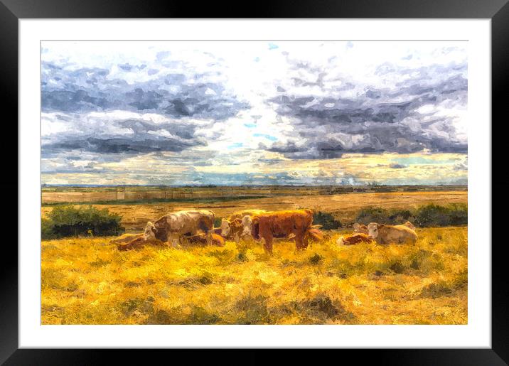 Resting cows Art Framed Mounted Print by David Pyatt