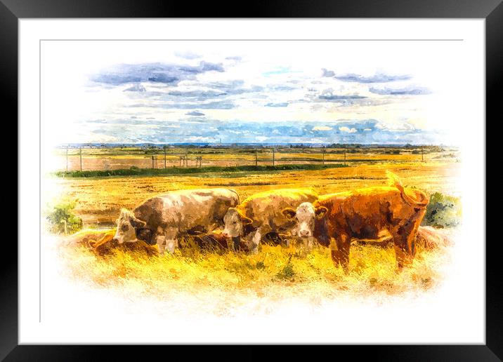 The Friendly Cows Art Framed Mounted Print by David Pyatt