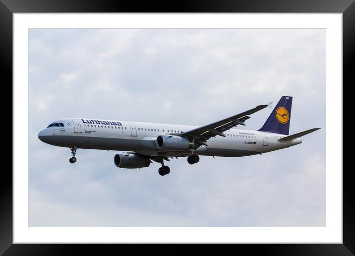 Lufthansa Airbus A321 Framed Mounted Print by David Pyatt