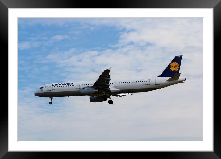 Lufthansa Airbus A321 Framed Mounted Print by David Pyatt