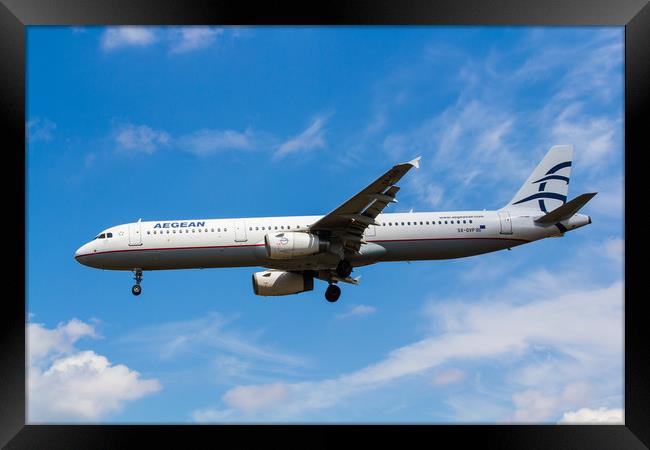 Aegean Airlines Airbus A321 Framed Print by David Pyatt