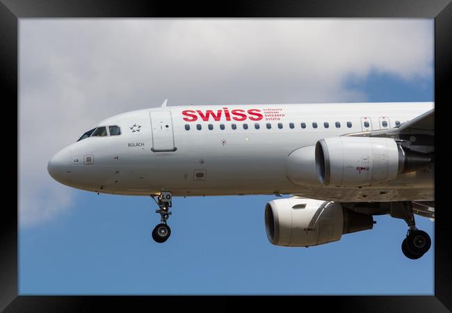 Swiss Airlines Airbus A320 Framed Print by David Pyatt