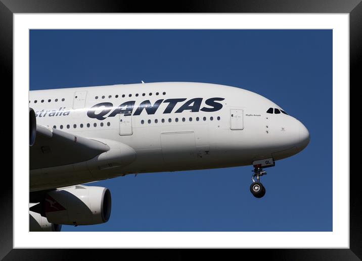 Qantas Airbus A380 Framed Mounted Print by David Pyatt