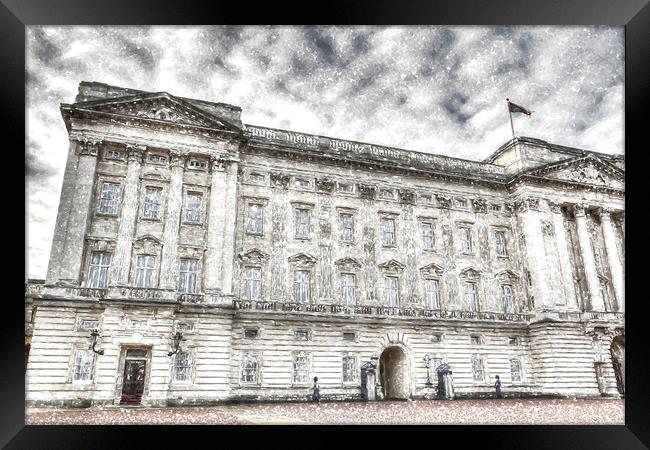 Buckingham Palace London Snow Framed Print by David Pyatt