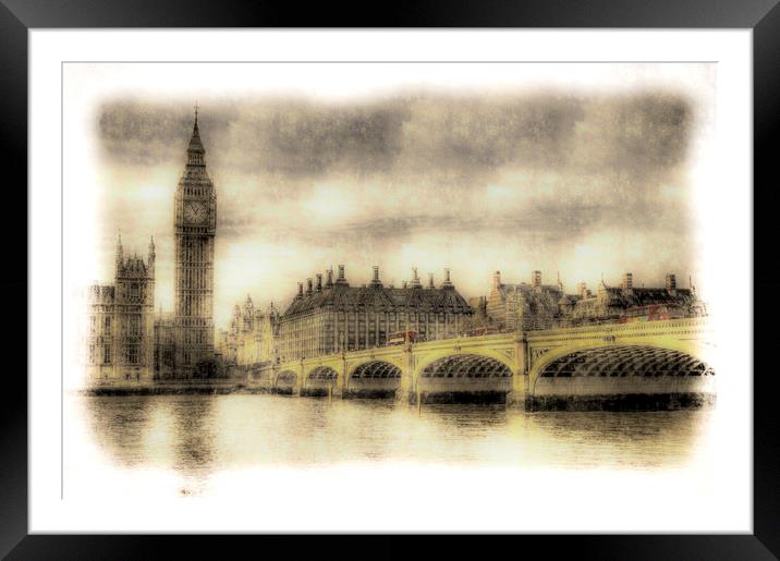 Westminster Bridge Vintage Framed Mounted Print by David Pyatt