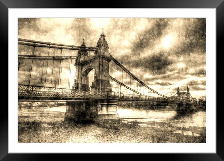 Hammersmith Bridge London Vintage Framed Mounted Print by David Pyatt