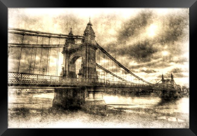 Hammersmith Bridge London Vintage Framed Print by David Pyatt