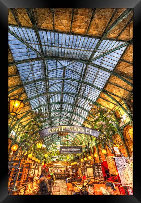 The Apple Market Covent Garden London Oil Framed Print by David Pyatt