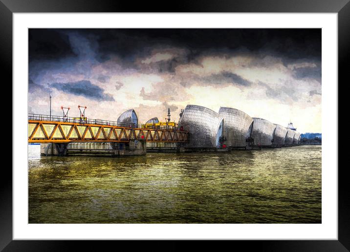 The Thames Barrier London Art Framed Mounted Print by David Pyatt