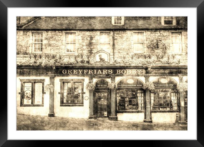 Greyfriars Bobby Pub Edinburgh Vintage Framed Mounted Print by David Pyatt