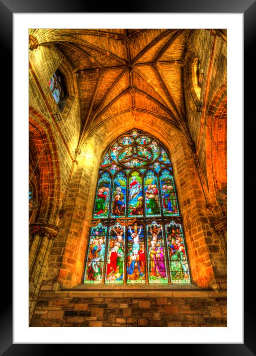 Stained Glass Window Framed Mounted Print by David Pyatt