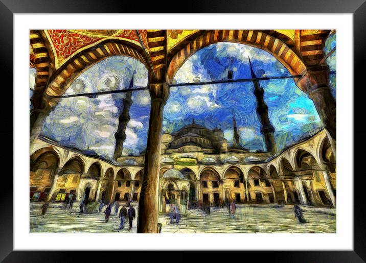 The Blue Mosque Istanbul Art Framed Mounted Print by David Pyatt