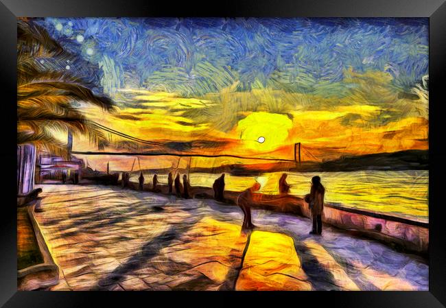 Bosphorus Istanbul Sunset Art Framed Print by David Pyatt