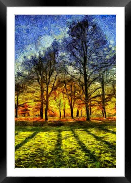 London Park Sunset Art Framed Mounted Print by David Pyatt
