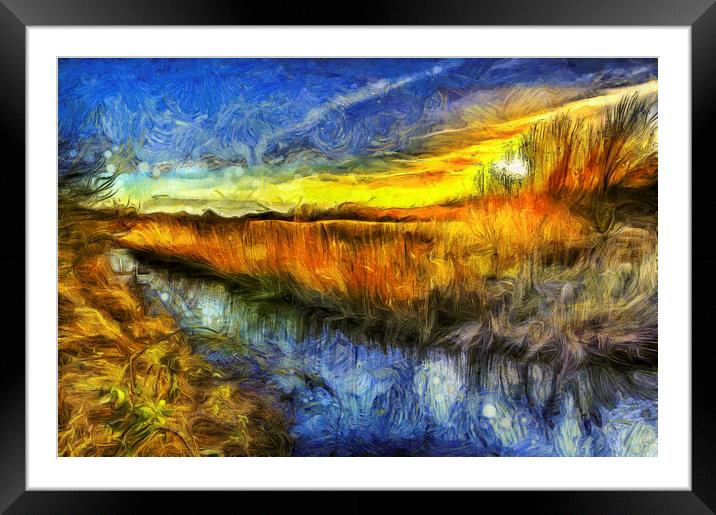 The Sunset River Van Gogh Framed Mounted Print by David Pyatt