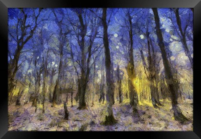 Sunset Forest Van Gogh Framed Print by David Pyatt