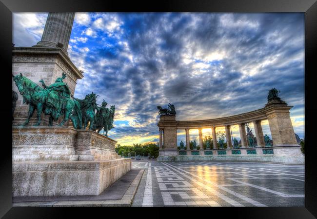 Heroes Square Budapest Sunrise Framed Print by David Pyatt