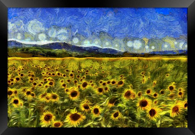 Summer Sunflowers Van Gogh Framed Print by David Pyatt